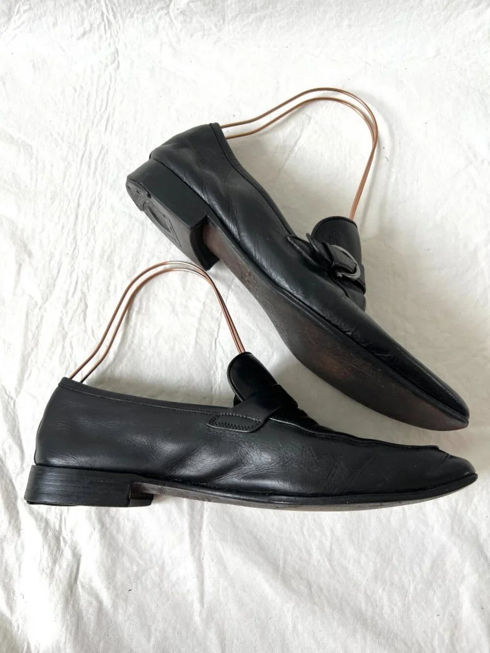 Salvatore Ferragamo loafers mens 10 D dress shoes black leather monk strap